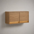 Mobile TV sospeso in legno con 2 ante, rovere naturale, 100 × 35 × 60 cm