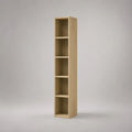 Libreria stretta a colonna in legno rovere chiaro con 5 vani, 30 x 30 x 180 cm