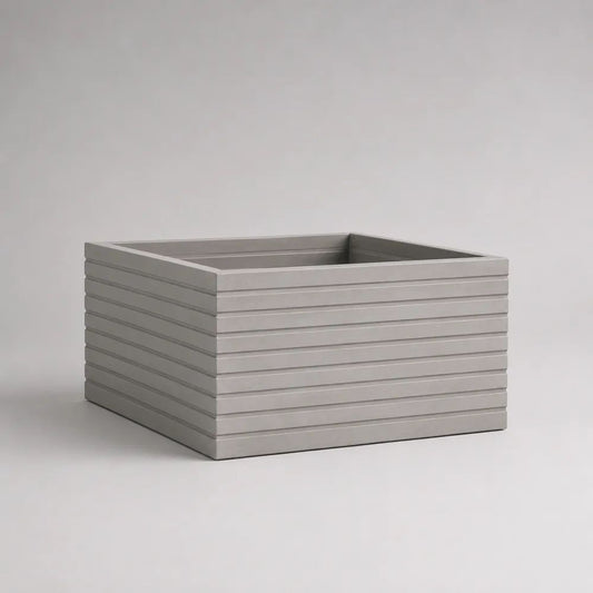 Fioriera rettangolare grigia in cemento rinforzato con fibra di vetro, 60 × 30 × 30 cm