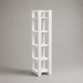 Libreria a colonna stretta bianca in legno con 4 ripiani, 30 × 30 × 120 cm