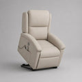 Poltrona relax elettrica alzapersona beige in pelle sintetica con schienale alto, 83 x 92 x 108 cm