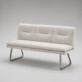 Panca imbottita a 2 posti beige e argento in tessuto e metallo, 140 × 58 × 83 cm