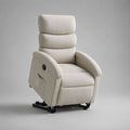 Poltrona relax elettrica alzapersona in tessuto beige, 76 x 88 x 108 cm