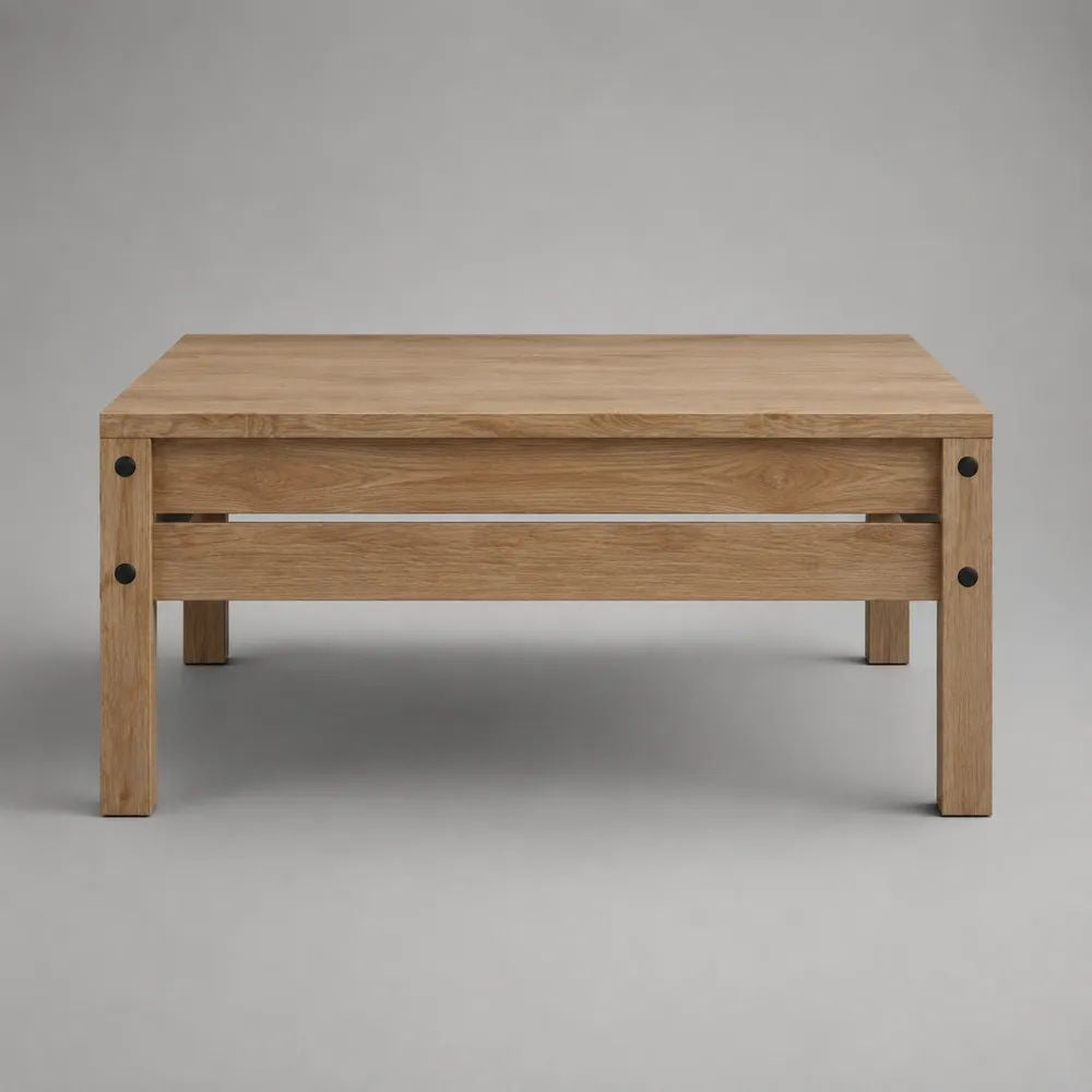 Poggiapiedi rettangolare in rovere massello naturale, 60 × 40 × 45 cm