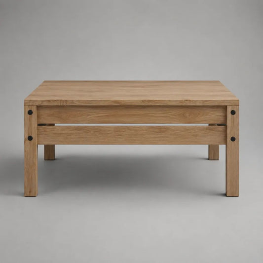 Poggiapiedi rettangolare in rovere massello naturale, 60 × 40 × 45 cm