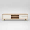 Mobile TV basso rettangolare in legno, rovere naturale e bianco, 160 x 40 x 55 cm