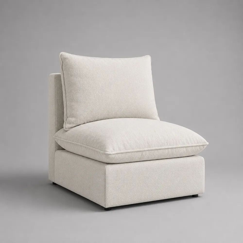 Poltrona lounge senza braccioli in tessuto bouclé crema, 85 x 95 x 90 cm