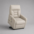 Poltrona relax elettrica alzapersona crema in pelle sintetica con schienale alto, 76 x 90 x 108 cm