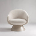 Poltrona girevole in tessuto bouclé avorio con base a piedistallo beige tortora, 82 x 76 x 78 cm