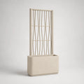 Fioriera rettangolare beige con grigliato per piante rampicanti in vetroresina e acciaio, 80 x 30 x 160 cm