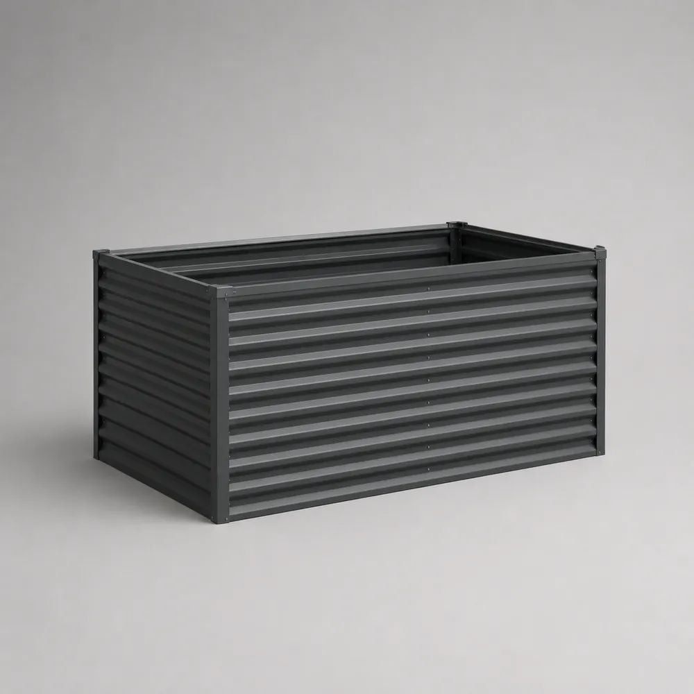 Fioriera rialzata rettangolare da orto in acciaio zincato antracite 120 x 80 x 60 cm