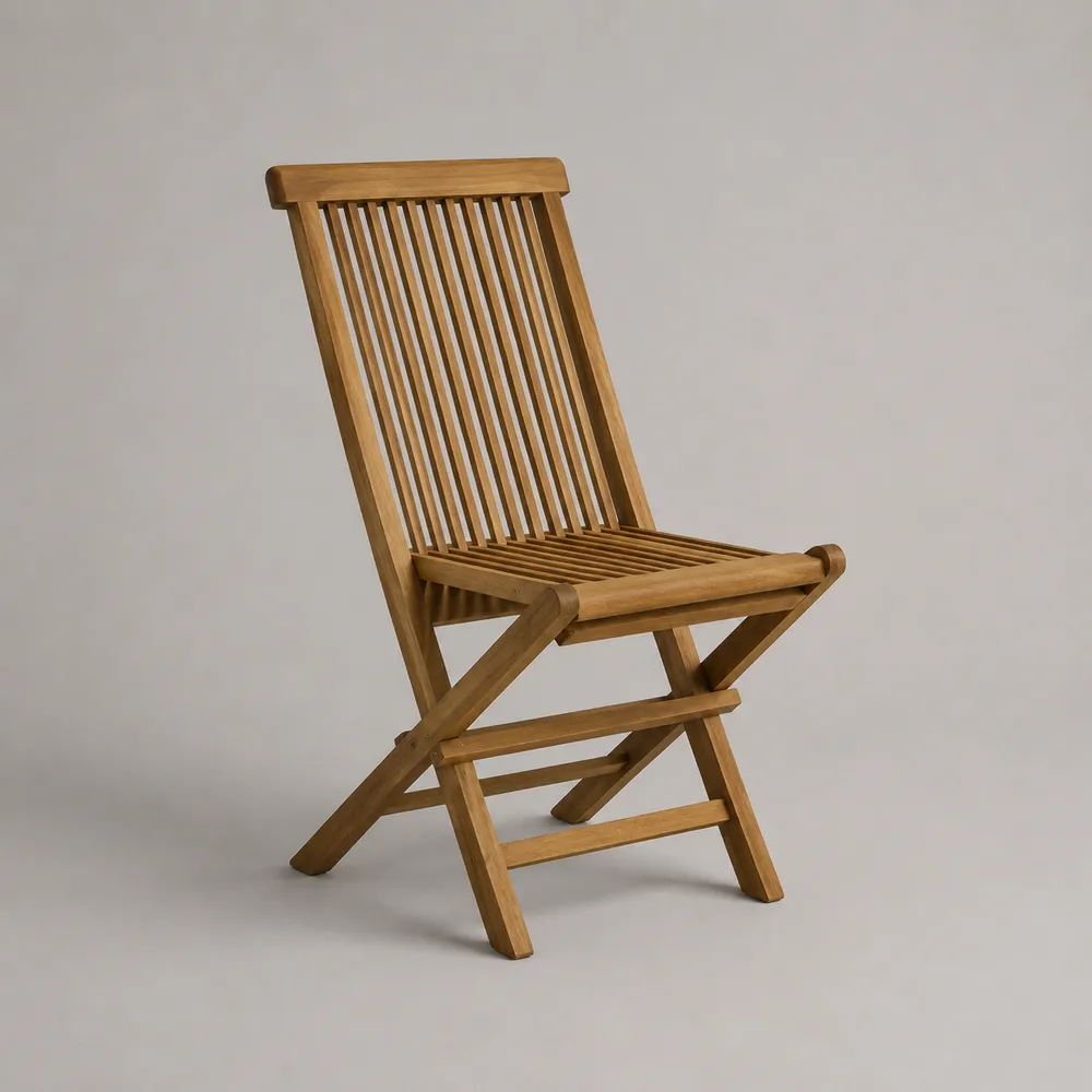Sedia da giardino pieghevole marrone in legno massello di teak, 47 x 58 x 89 cm
